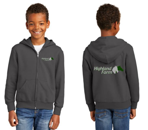 HF & SC - Port & Company® Youth Core Fleece Full-Zip Hooded Sweatshirt
