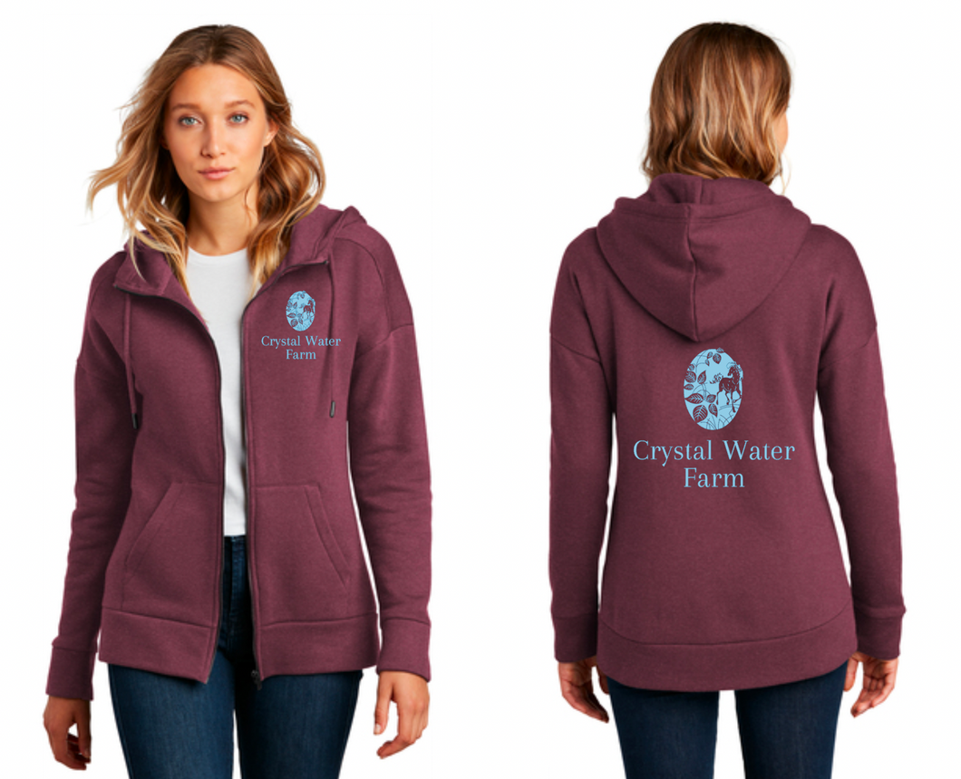 Crystal Water Farm - District® Women’s Perfect Weight® Fleece Drop Shoulder Full-Zip Hoodie