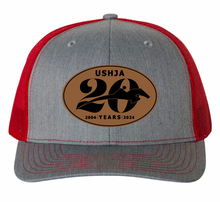 Load image into Gallery viewer, USHJA 20th Anniversary - Leather Patch Trucker Cap