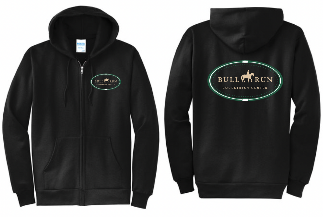 Bull Run Equestrian Center - Port & Company® Core Fleece Full-Zip Hooded Sweatshirt - SCREEN PRITNED