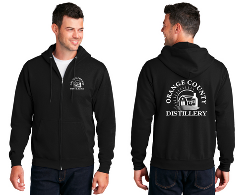 Orange County Distillery- Port & Company® Core Fleece Full-Zip Hooded Sweatshirt (Men's, Ladies, Youth)