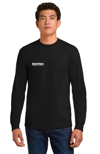 HorsePower Therapeutic Riding - Gildan® Ultra Cotton® 100% US Cotton Long Sleeve T-Shirt with Pocket