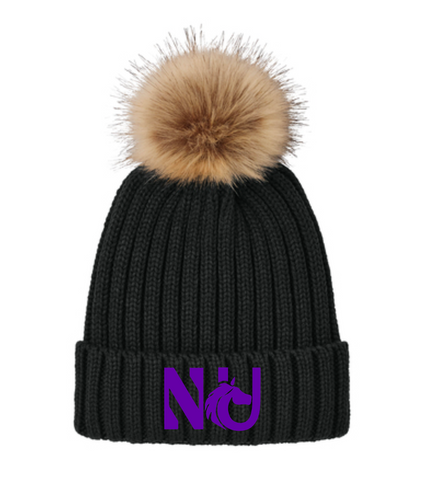 Northwestern University Equestrian Team - Port Authority® Faux Fur Pom Beanie