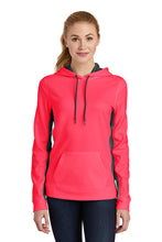 Load image into Gallery viewer, Moonhaven Farms - Sport-Tek® Ladies Sport-Wick® Fleece Colorblock Hooded Pullover