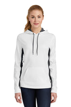 Load image into Gallery viewer, Moonhaven Farms - Sport-Tek® Ladies Sport-Wick® Fleece Colorblock Hooded Pullover