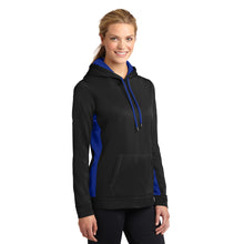 Load image into Gallery viewer, Sport-Tek® Ladies Sport-Wick® Fleece Colorblock Hooded Pullover