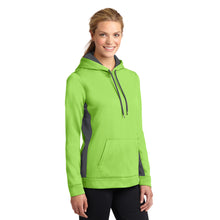 Load image into Gallery viewer, Sport-Tek® Ladies Sport-Wick® Fleece Colorblock Hooded Pullover