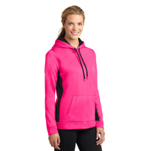 Load image into Gallery viewer, Sport-Tek® Ladies Sport-Wick® Fleece Colorblock Hooded Pullover