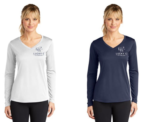 Lucky C Stables - Sport-Tek® Ladies Long Sleeve PosiCharge® Competitor™ V-Neck Tee