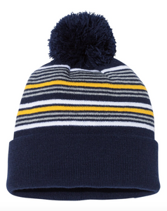 Sportsman - 12" Striped Pom-Pom Knit Beanie