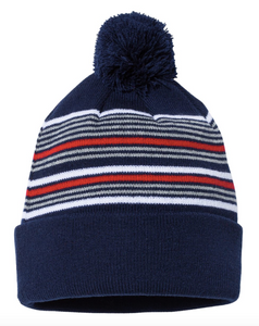Sportsman - 12" Striped Pom-Pom Knit Beanie