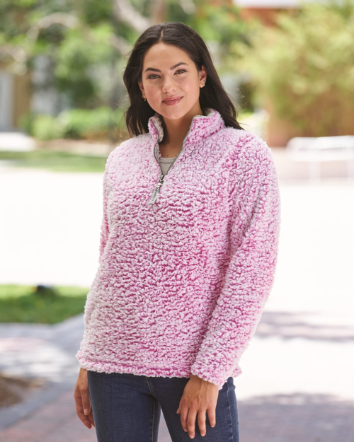J. America Women s Epic Sherpa Quarter Zip Pullover Forget Me Not Designs