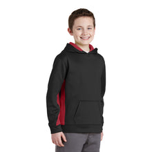 Load image into Gallery viewer, Sport-Tek® Youth Sport-Wick® Fleece Colorblock Hooded Pullover