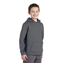 Load image into Gallery viewer, Sport-Tek® Youth Sport-Wick® Fleece Colorblock Hooded Pullover