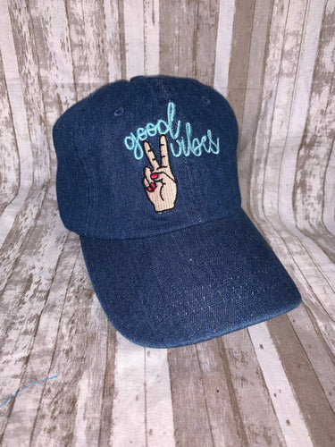Good Vibes - Dark Denim Baseball Cap
